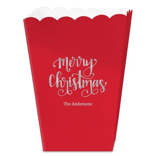 Hand Lettered Merry Christmas Mini Popcorn Boxes